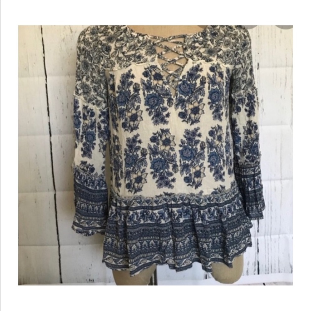 American Eagle Boho Ruffle Top